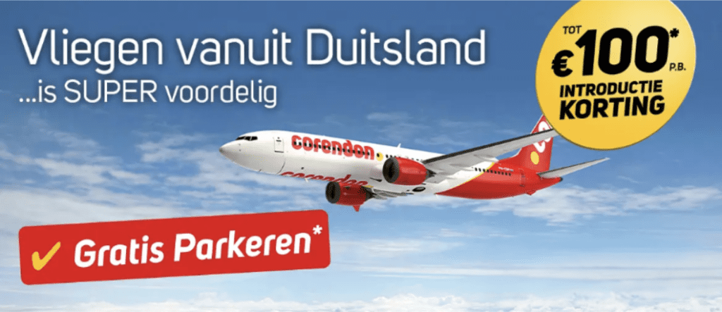 campagne corendon vliegen vanaf Duitsland
